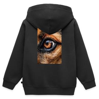 Deutscher Schäferhund Hund Malinois Eye - Kinder Premium Organic Zip Hoodie - Schwarz - Hinten - AI Model Kid Male (0cm)