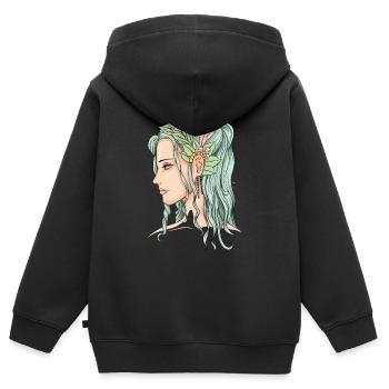 Naturverbundenheit - Kinder Premium Organic Zip Hoodie - Schwarz - Hinten - AI Model Kid Male (0cm)