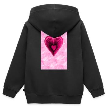 Rosa Herz - Kinder Premium Organic Zip Hoodie - Schwarz - Hinten - AI Model Kid Male (0cm)