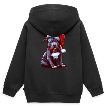 Pitbull Heiligabend - Kinder Premium Organic Zip Hoodie - Schwarz - Hinten - AI Model Kid Male (0cm)