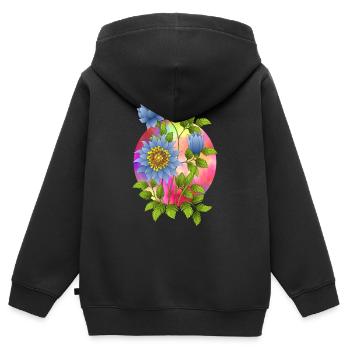 Blumen - Kinder Premium Organic Zip Hoodie - Schwarz - Hinten - AI Model Kid Male (0cm)