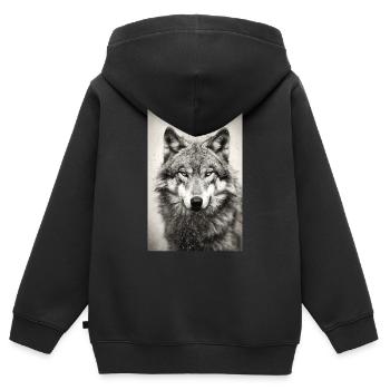 Wolf Wölfe Tier Jaulen Animals - Kinder Premium Organic Zip Hoodie - Schwarz - Hinten - AI Model Kid Male (0cm)