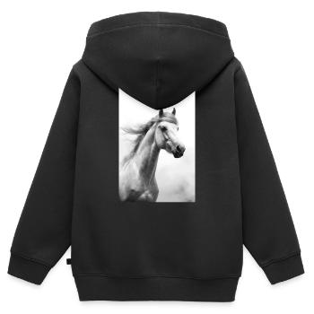 Pferd Pferde Reiten Pferdereiten Sprungreiten - Kinder Premium Organic Zip Hoodie - Schwarz - Hinten - AI Model Kid Male (0cm)