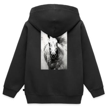 Pferd Pferde Reiten Pferdereiten Sprungreiten - Kinder Premium Organic Zip Hoodie - Schwarz - Hinten - AI Model Kid Male (0cm)