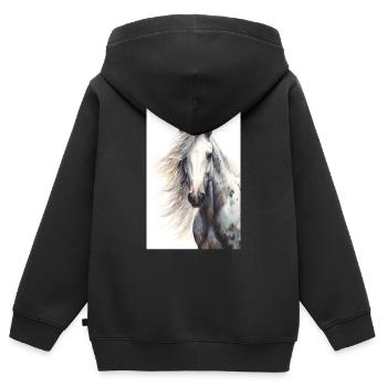 Pferd Pferde Reiten Pferdereiten Sprungreiten - Kinder Premium Organic Zip Hoodie - Schwarz - Hinten - AI Model Kid Male (0cm)