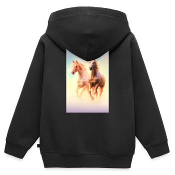 Pferd Pferde Reiten Pferdereiten Sprungreiten - Kinder Premium Organic Zip Hoodie - Schwarz - Hinten - AI Model Kid Male (0cm)