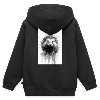 Igel Stachelig Tier Igel splashes - Kinder Premium Organic Zip Hoodie - Schwarz - Hinten - AI Model Kid Male (0cm)
