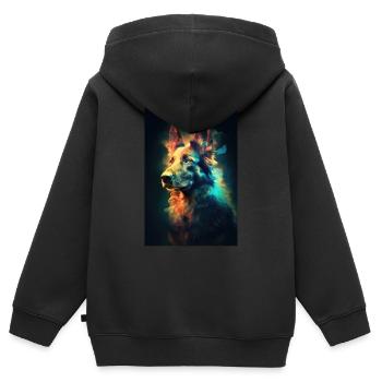 Deutscher Schäferhund Hund Malinois - Kinder Premium Organic Zip Hoodie - Schwarz - Hinten - AI Model Kid Male (0cm)