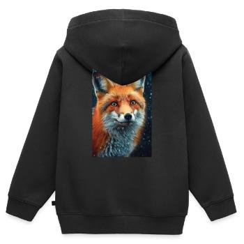 Fuchs Füchse Tier Face - Kinder Premium Organic Zip Hoodie - Schwarz - Hinten - AI Model Kid Male (0cm)