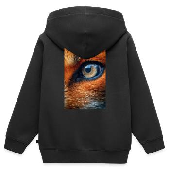 Fuchs Füchse Tier Eye - Kinder Premium Organic Zip Hoodie - Schwarz - Hinten - AI Model Kid Male (0cm)