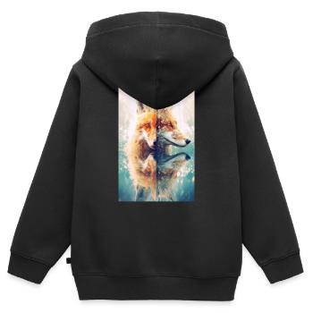 Fuchs Füchse Tier Animals - Kinder Premium Organic Zip Hoodie - Schwarz - Hinten - AI Model Kid Male (0cm)