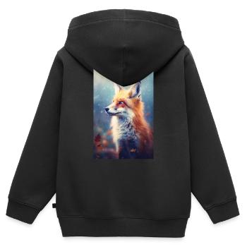 Fuchs Füchse Tier Animals - Kinder Premium Organic Zip Hoodie - Schwarz - Hinten - AI Model Kid Male (0cm)