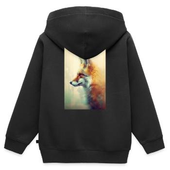 Fuchs Füchse Tier Douple Exposure - Kinder Premium Organic Zip Hoodie - Schwarz - Hinten - AI Model Kid Male (0cm)