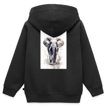 Éléphant Animal Éléphant Zoo éclaboussures - Sweat Premium à capuche zippé enfant bio - noir - Dos - AI Model Kid Male (0cm)
