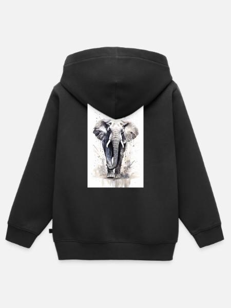 Elefant Tier Elefanten Zoo splashes - Premium børne zip-hættetrøje økologisk - sort