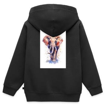 Elephant Animal Elephant Zoo Animal - Kids Premium Organic Zip-up Hoodie - black - Back - AI Model Kid Male (0cm)