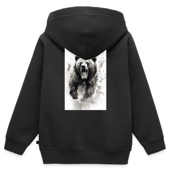 Bär Grizzlybär Braunbär Bären splashes - Kinder Premium Organic Zip Hoodie - Schwarz - Hinten - AI Model Kid Male (0cm)