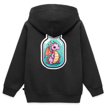 Niedlicher Drache in der Flasche 02 - Kinder Premium Organic Zip Hoodie - Schwarz - Hinten - AI Model Kid Male (0cm)
