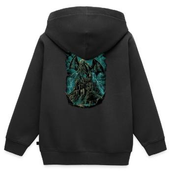 NIght of the Cthulhu - Kids Premium Organic Zip-up Hoodie - black - Back - AI Model Kid Male (0cm)