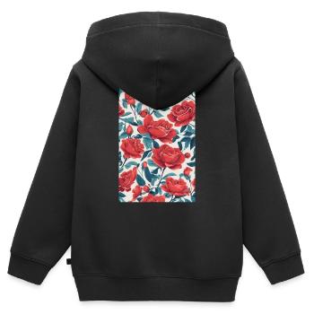 Rote Rosen - Kinder Premium Organic Zip Hoodie - Schwarz - Hinten - AI Model Kid Male (0cm)