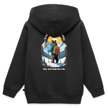 L’ours cherche le printemps - Sweat Premium à capuche zippé enfant bio - noir - Dos - AI Model Kid Male (0cm)