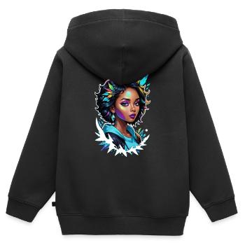 Afro Frau - Schönheit - Kinder Premium Organic Zip Hoodie - Schwarz - Hinten - AI Model Kid Male (0cm)