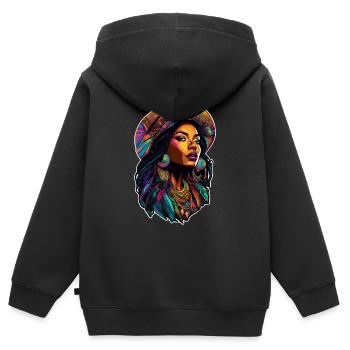 Afro Frau - Schönheit - Kinder Premium Organic Zip Hoodie - Schwarz - Hinten - AI Model Kid Male (0cm)