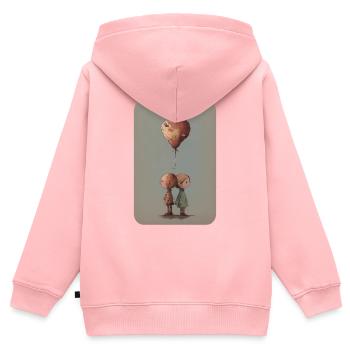Couple tombant amoureux - Sweat Premium à capuche zippé enfant bio - rose - Dos - AI Model Kid Female (0cm)