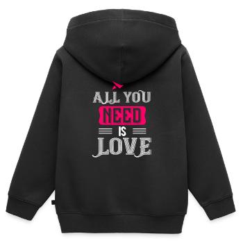 Tout ce dont vous avez besoin, c’est d’amour - Sweat Premium à capuche zippé enfant bio - noir - Dos - AI Model Kid Male (0cm)
