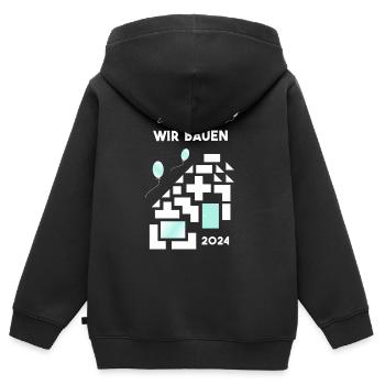 wir bauen Hausbau - Kinder Premium Organic Zip Hoodie - Schwarz - Hinten - AI Model Kid Male (0cm)
