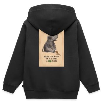 La souris aide l’éléphant : Dire pour plus de bravoure - Sweat Premium à capuche zippé enfant bio - noir - Dos - AI Model Kid Male (0cm)