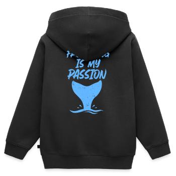 Freediving is my passion - Kinder Premium Organic Zip Hoodie - Schwarz - Hinten - AI Model Kid Male (0cm)