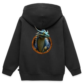 Drache - Kinder Premium Organic Zip Hoodie - Schwarz - Hinten - AI Model Kid Male (0cm)