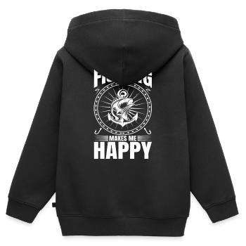 fisch, fisch, angeln, see, meer, angeln, fauna, exotisch - Kinder Premium Organic Zip Hoodie - Schwarz - Hinten - AI Model Kid Male (0cm)