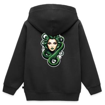 medusa mythologie grecque monstre - Sweat Premium à capuche zippé enfant bio - noir - Dos - AI Model Kid Male (0cm)