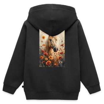 Pferd Pferde Reiten Pferdereiten Sprungreiten - Kinder Premium Organic Zip Hoodie - Schwarz - Hinten - AI Model Kid Male (0cm)