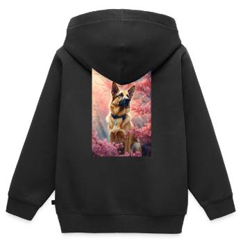 Deutscher Schäferhund Hund Malinois Cherrytree - Kinder Premium Organic Zip Hoodie - Schwarz - Hinten - AI Model Kid Male (0cm)