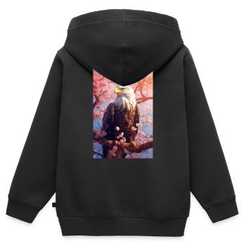 Eagle Animal Eagle Bald Eagle Cherrytree - Kids Premium Organic Zip-up Hoodie - black - Back - AI Model Kid Male (0cm)