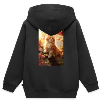 Chat, Amoureux Des Chats, Propriétaire De Chat, Chaton - Sweat Premium à capuche zippé enfant bio - noir - Dos - AI Model Kid Male (0cm)
