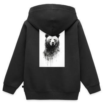 Ours Grizzly Ours Brun Ours Ours Oeuvre - Sweat Premium à capuche zippé enfant bio - noir - Dos - AI Model Kid Male (0cm)