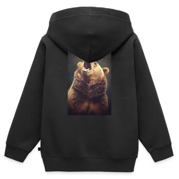 Bär Grizzlybär Braunbär Bären Animals - Kinder Premium Organic Zip Hoodie - Schwarz - Hinten - AI Model Kid Male (0cm)