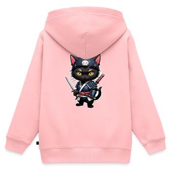 Ninja Cat - Samurai Kitten - Kids Premium Organic Zip-up Hoodie - rose - Back - AI Model Kid Female (0cm)