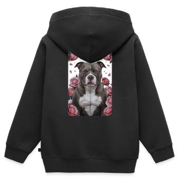 Chien Pitbull Hund - Sweat Premium à capuche zippé enfant bio - noir - Dos - AI Model Kid Male (0cm)