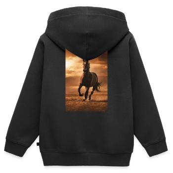 Pferd Pferde Reiten Pferdereiten Sprungreiten - Kinder Premium Organic Zip Hoodie - Schwarz - Hinten - AI Model Kid Male (0cm)
