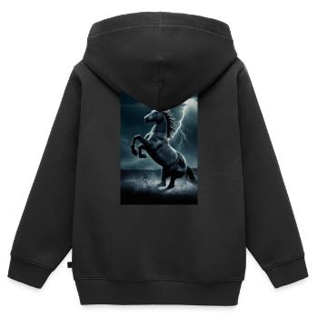 Pferd Pferde Reiten Pferdereiten Sprungreiten - Kinder Premium Organic Zip Hoodie - Schwarz - Hinten - AI Model Kid Male (0cm)
