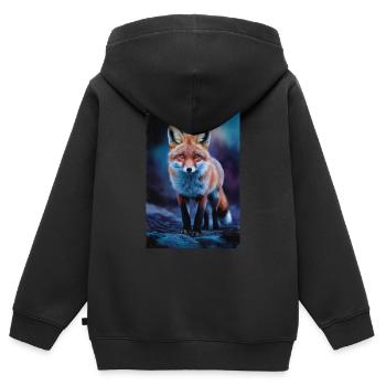 Fuchs Füchse Tier Night - Kinder Premium Organic Zip Hoodie - Schwarz - Hinten - AI Model Kid Male (0cm)
