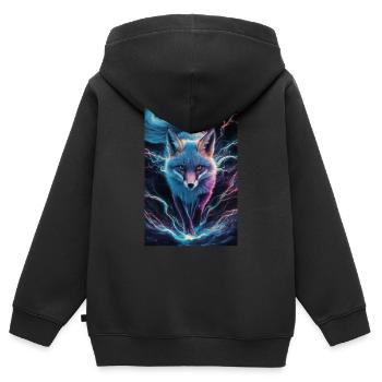 Fuchs Füchse Tier Animal - Kinder Premium Organic Zip Hoodie - Schwarz - Hinten - AI Model Kid Male (0cm)