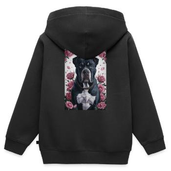 Cane Corso Hund Dog - Kinder Premium Organic Zip Hoodie - Schwarz - Hinten - AI Model Kid Male (0cm)