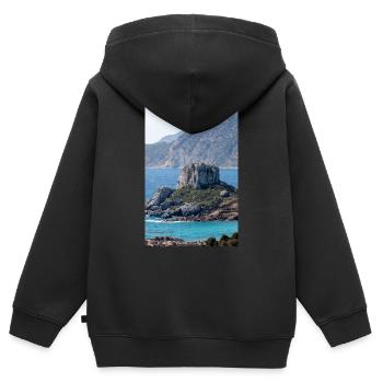 Vue panoramique de l’île de Kastri près de la ville de Kampos - Sweat Premium à capuche zippé enfant bio - noir - Dos - AI Model Kid Male (0cm)