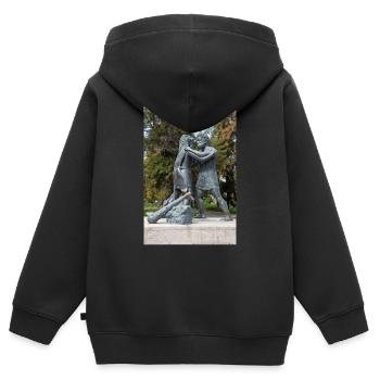 Statue des mythologischen Ringkampfes - Kinder Premium Organic Zip Hoodie - Schwarz - Hinten - AI Model Kid Male (0cm)